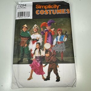 VTG 1996 Simplicity 7294 CHILD S-L Costume Pattern Pirate Gypsy Hunchback Jester